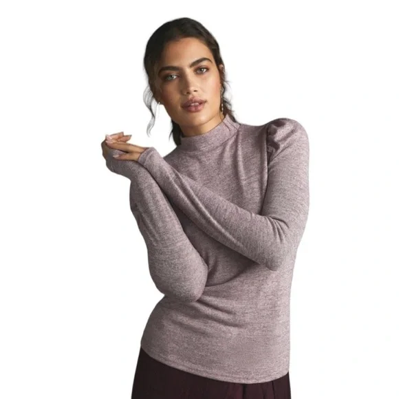 Anthropologie DOLAN Puff Sleeve Mock Neck Top - Picture 2 of 6